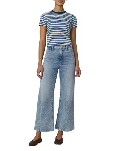 Joe's Jeans Women's The Baby Striped T-Shirt - Ecru Azure Stripe | Thumbnail 2 Joe's Jeans Women's The Baby Striped T-Shirt - Ecru Azure Stripe | Thumbnail 2