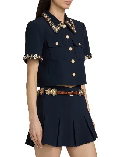 Cinq à Sept Women's Sunflare Aanya Jacket - Navy Champagne - Size 14 | Thumbnail 4 Cinq à Sept Women's Sunflare Aanya Jacket - Navy Champagne - Size 14 | Thumbnail 4