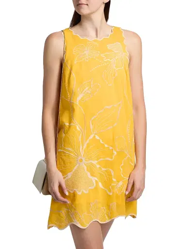 Johnny Was Women's Embroidered Cotton Tank Shift Dress - Spectra Yellow | Thumbnail 3 Johnny Was Women's Embroidered Cotton Tank Shift Dress - Spectra Yellow | Thumbnail 3