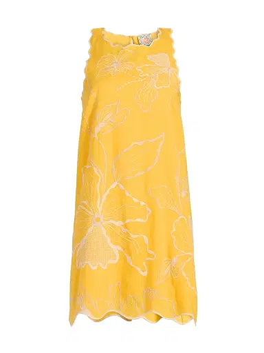 Johnny Was Women's Embroidered Cotton Tank Shift Dress - Spectra Yellow | Thumbnail 1 Johnny Was Women's Embroidered Cotton Tank Shift Dress - Spectra Yellow | Thumbnail 1
