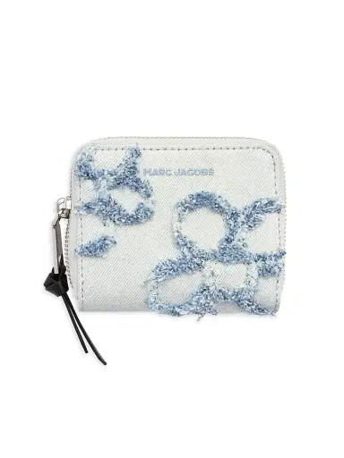 Marc Jacobs Women's The Daisy Mini Distressed Denim Compact Wallet - Light Wash | Thumbnail 1 Marc Jacobs Women's The Daisy Mini Distressed Denim Compact Wallet - Light Wash | Thumbnail 1
