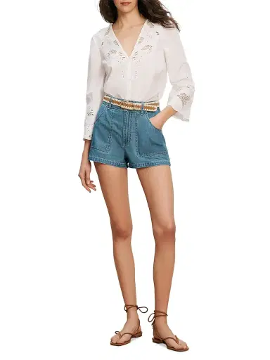 Veronica Beard Women's Sally Cotton Denim Shorts - Good Fortune - Size 32 | Thumbnail 2 Veronica Beard Women's Sally Cotton Denim Shorts - Good Fortune - Size 32 | Thumbnail 2