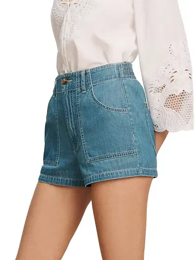 Veronica Beard Women's Sally Cotton Denim Shorts - Good Fortune - Size 32 | Thumbnail 4 Veronica Beard Women's Sally Cotton Denim Shorts - Good Fortune - Size 32 | Thumbnail 4