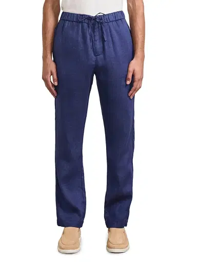 Frescobol Carioca Men's Oscar Linen-Cotton Chino Pants - Navy Blue | Thumbnail 2 Frescobol Carioca Men's Oscar Linen-Cotton Chino Pants - Navy Blue | Thumbnail 2