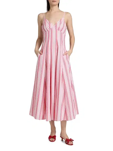 Rosie Assoulin Women's Cami Stripe Cotton Maxi Dress - Red Stripe | Thumbnail 2 Rosie Assoulin Women's Cami Stripe Cotton Maxi Dress - Red Stripe | Thumbnail 2