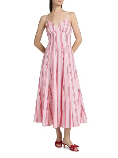 Rosie Assoulin Women's Cami Stripe Cotton Maxi Dress - Red Stripe | Thumbnail 3 Rosie Assoulin Women's Cami Stripe Cotton Maxi Dress - Red Stripe | Thumbnail 3