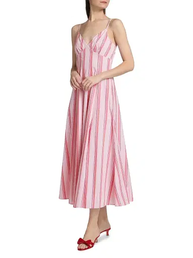 Rosie Assoulin Women's Cami Stripe Cotton Maxi Dress - Red Stripe | Thumbnail 4 Rosie Assoulin Women's Cami Stripe Cotton Maxi Dress - Red Stripe | Thumbnail 4
