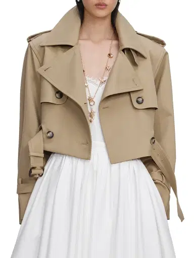 Self-Portrait Women's Crop Trench Jacket - Beige | Thumbnail 3 Self-Portrait Women's Crop Trench Jacket - Beige | Thumbnail 3