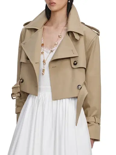 Self-Portrait Women's Crop Trench Jacket - Beige | Thumbnail 4 Self-Portrait Women's Crop Trench Jacket - Beige | Thumbnail 4