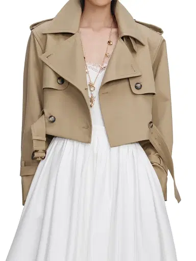 Self-Portrait Women's Crop Trench Jacket - Beige | Thumbnail 6 Self-Portrait Women's Crop Trench Jacket - Beige | Thumbnail 6