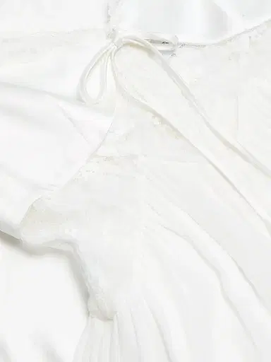 Self-Portrait Women's Satin Georgette Lace-Trimmed Maxi Dress - White - Size 0 | Thumbnail 7 Self-Portrait Women's Satin Georgette Lace-Trimmed Maxi Dress - White - Size 0 | Thumbnail 7