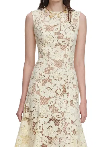 Self-Portrait Women's Crochet Lace Midi-Dress - Yellow | Thumbnail 5 Self-Portrait Women's Crochet Lace Midi-Dress - Yellow | Thumbnail 5