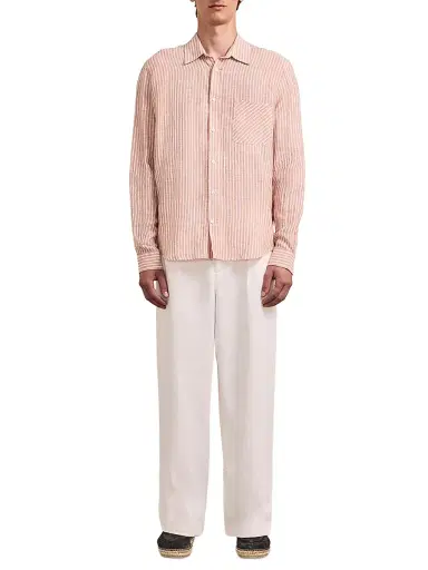 Frescobol Carioca Men's Telles Striped Linen Shirt - Pale Copper - Size XXL | Thumbnail 2 Frescobol Carioca Men's Telles Striped Linen Shirt - Pale Copper - Size XXL | Thumbnail 2