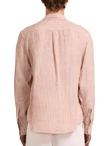 Frescobol Carioca Men's Telles Striped Linen Shirt - Pale Copper - Size XXL | Thumbnail 3 Frescobol Carioca Men's Telles Striped Linen Shirt - Pale Copper - Size XXL | Thumbnail 3