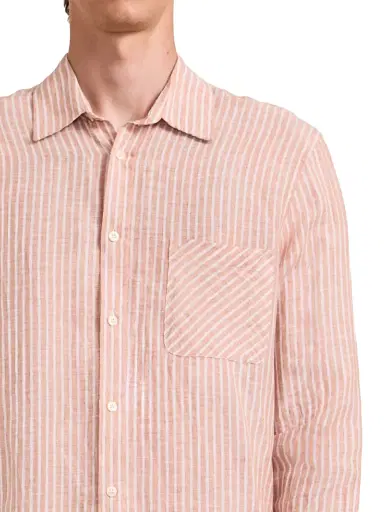 Frescobol Carioca Men's Telles Striped Linen Shirt - Pale Copper - Size XXL | Thumbnail 4 Frescobol Carioca Men's Telles Striped Linen Shirt - Pale Copper - Size XXL | Thumbnail 4