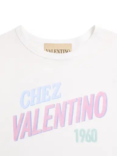Valentino Garavani Women's Cotton Jersey T-Shirt with Chez Valentino 1960 Print - White | Thumbnail 7 Valentino Garavani Women's Cotton Jersey T-Shirt with Chez Valentino 1960 Print - White | Thumbnail 7