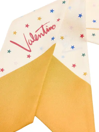 Valentino Garavani Women's Starry Silk Bandeau Scarf - Vanilla Orange | Thumbnail 3 Valentino Garavani Women's Starry Silk Bandeau Scarf - Vanilla Orange | Thumbnail 3