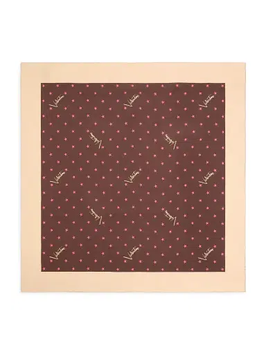 Valentino Garavani Women's Stelline E Firma Starry Silk Scarf - Coral Chocolate | Thumbnail 2 Valentino Garavani Women's Stelline E Firma Starry Silk Scarf - Coral Chocolate | Thumbnail 2