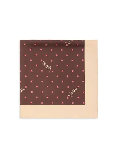Valentino Garavani Women's Stelline E Firma Starry Silk Scarf - Coral Chocolate | Thumbnail 1 Valentino Garavani Women's Stelline E Firma Starry Silk Scarf - Coral Chocolate | Thumbnail 1