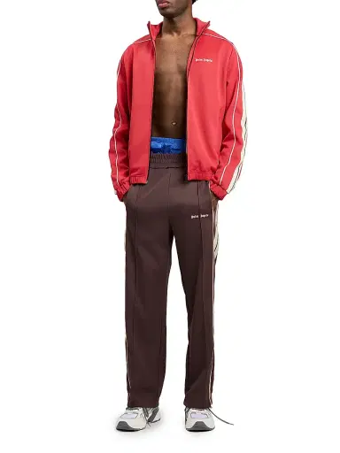 Palm Angels Men's Logo Striped Cotton-Blend Track Pants - Brown Off White | Thumbnail 2 Palm Angels Men's Logo Striped Cotton-Blend Track Pants - Brown Off White | Thumbnail 2