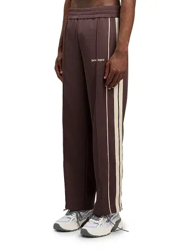 Palm Angels Men's Logo Striped Cotton-Blend Track Pants - Brown Off White | Thumbnail 4 Palm Angels Men's Logo Striped Cotton-Blend Track Pants - Brown Off White | Thumbnail 4