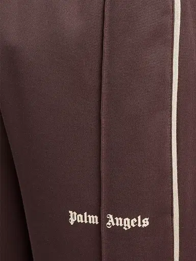 Palm Angels Men's Logo Striped Cotton-Blend Track Pants - Brown Off White | Thumbnail 6 Palm Angels Men's Logo Striped Cotton-Blend Track Pants - Brown Off White | Thumbnail 6