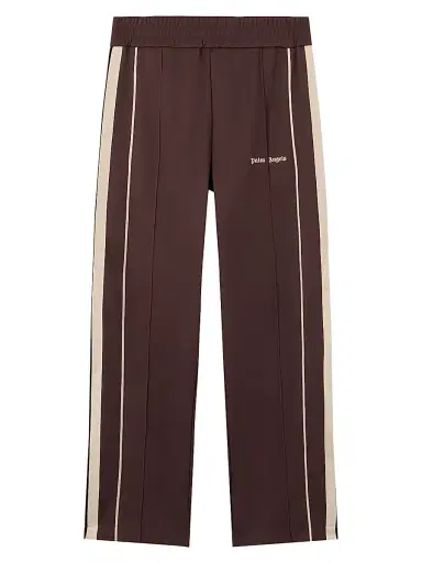 Palm Angels Men's Logo Striped Cotton-Blend Track Pants - Brown Off White | Thumbnail 1 Palm Angels Men's Logo Striped Cotton-Blend Track Pants - Brown Off White | Thumbnail 1