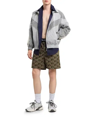 Palm Angels Men's Logo Vichy Track Jacket - Grey Off White | Thumbnail 2 Palm Angels Men's Logo Vichy Track Jacket - Grey Off White | Thumbnail 2