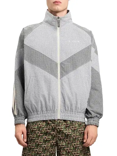 Palm Angels Men's Logo Vichy Track Jacket - Grey Off White | Thumbnail 3 Palm Angels Men's Logo Vichy Track Jacket - Grey Off White | Thumbnail 3