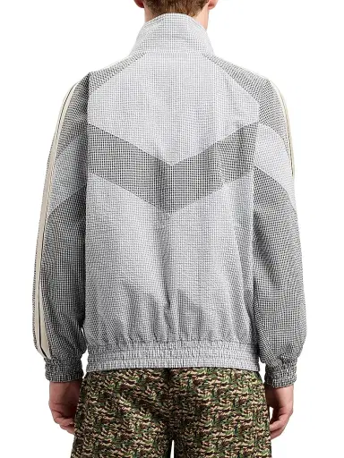 Palm Angels Men's Logo Vichy Track Jacket - Grey Off White | Thumbnail 5 Palm Angels Men's Logo Vichy Track Jacket - Grey Off White | Thumbnail 5