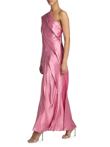 Acler Women's Blenfleet Pleated One-Shoulder Satin Maxi Dress - Musk Pink | Thumbnail 2 Acler Women's Blenfleet Pleated One-Shoulder Satin Maxi Dress - Musk Pink | Thumbnail 2