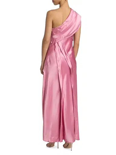 Acler Women's Blenfleet Pleated One-Shoulder Satin Maxi Dress - Musk Pink | Thumbnail 5 Acler Women's Blenfleet Pleated One-Shoulder Satin Maxi Dress - Musk Pink | Thumbnail 5