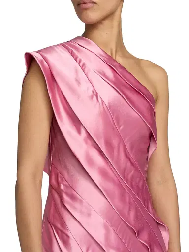 Acler Women's Blenfleet Pleated One-Shoulder Satin Maxi Dress - Musk Pink | Thumbnail 6 Acler Women's Blenfleet Pleated One-Shoulder Satin Maxi Dress - Musk Pink | Thumbnail 6