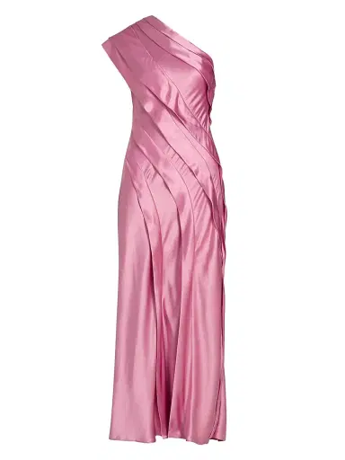 Acler Women's Blenfleet Pleated One-Shoulder Satin Maxi Dress - Musk Pink | Thumbnail 1 Acler Women's Blenfleet Pleated One-Shoulder Satin Maxi Dress - Musk Pink | Thumbnail 1