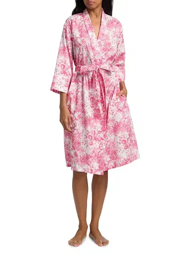 Papinelle Women's Toile De Jouy Cotton Sateen Robe | Thumbnail 3 Papinelle Women's Toile De Jouy Cotton Sateen Robe | Thumbnail 3