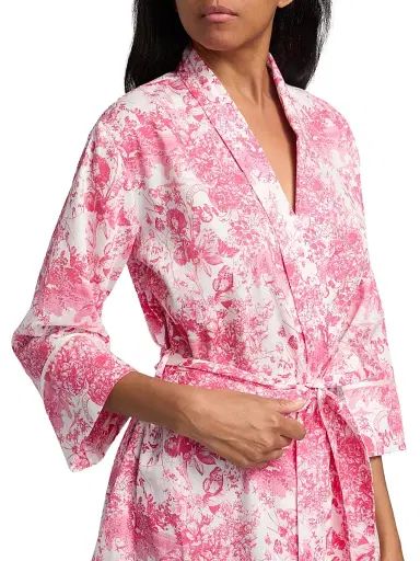 Papinelle Women's Toile De Jouy Cotton Sateen Robe | Thumbnail 6 Papinelle Women's Toile De Jouy Cotton Sateen Robe | Thumbnail 6
