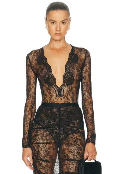 Valentino Lace Jersey Bodysuit | Thumbnail 1 Valentino Lace Jersey Bodysuit | Thumbnail 1