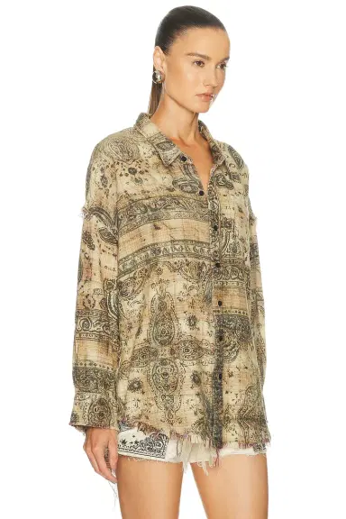 R13 Shredded Seam Drop Neck Shirt | Thumbnail 2 R13 Shredded Seam Drop Neck Shirt | Thumbnail 2