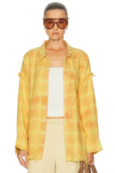 R13 Shredded Seam Drop Neck Shirt | Thumbnail 1 R13 Shredded Seam Drop Neck Shirt | Thumbnail 1