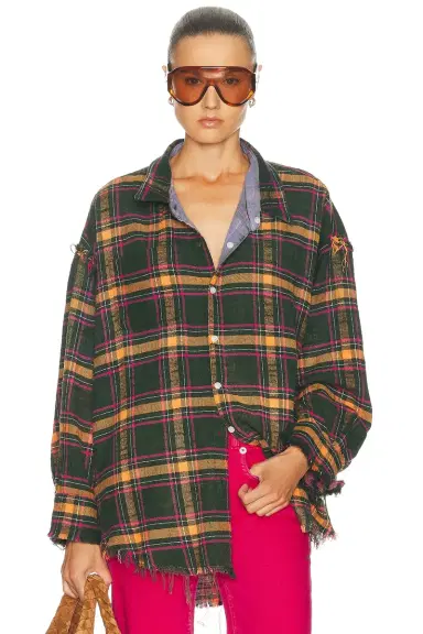 R13 Reversible Shredded Seam Drop Neck Shirt | Thumbnail 2 R13 Reversible Shredded Seam Drop Neck Shirt | Thumbnail 2
