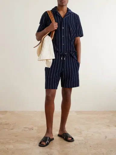 Orlebar Brown Hawkin Stripe Towelling Cotton Shirt - Men | Thumbnail 2 Orlebar Brown Hawkin Stripe Towelling Cotton Shirt - Men | Thumbnail 2