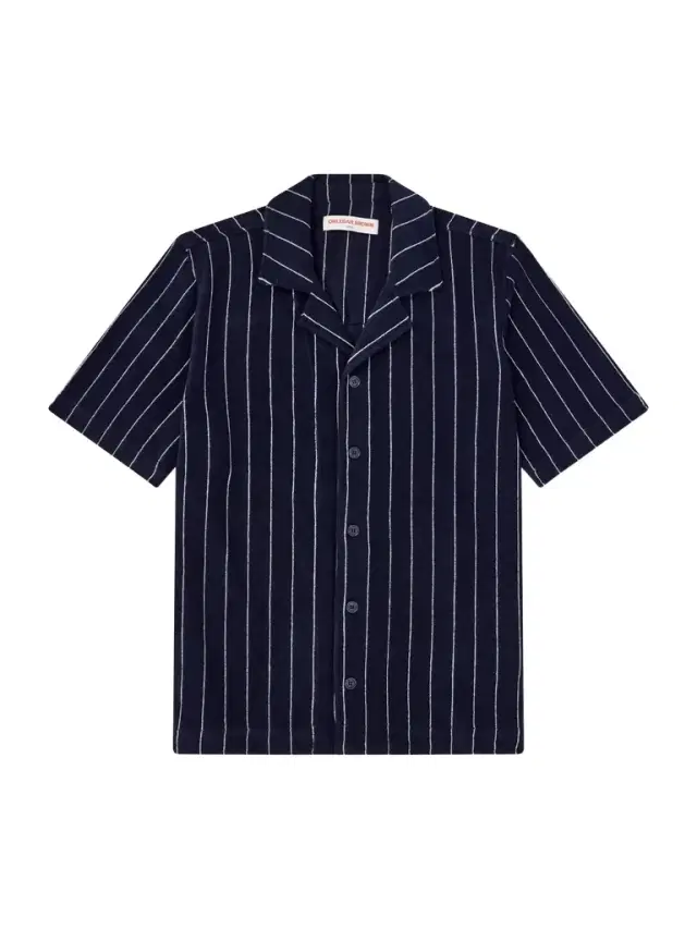 Hawkin Stripe Towelling Cotton Shirt - Men Hawkin Stripe Towelling Cotton Shirt - Men