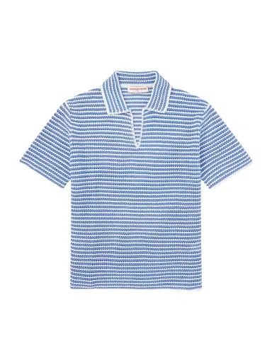 Orlebar Brown Batten Striped Open-Knit Cotton Polo Shirt - Men | Thumbnail 1 Orlebar Brown Batten Striped Open-Knit Cotton Polo Shirt - Men | Thumbnail 1