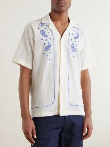 Orlebar Brown Maitan Camp-Collar Embroidered Cotton Shirt - Men | Thumbnail 3 Orlebar Brown Maitan Camp-Collar Embroidered Cotton Shirt - Men | Thumbnail 3