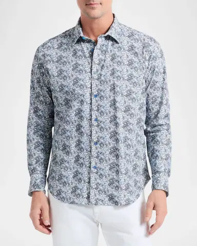 Robert Graham Men's Fitzgerald Micro-Paisley Woven Sport Shirt | Thumbnail 4 Robert Graham Men's Fitzgerald Micro-Paisley Woven Sport Shirt | Thumbnail 4