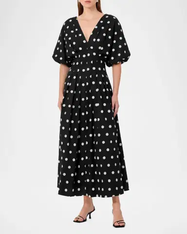 NICHOLAS Vicky Pleated Polka Dot Midi Dress | Thumbnail 2 NICHOLAS Vicky Pleated Polka Dot Midi Dress | Thumbnail 2