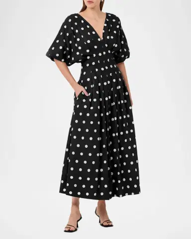 NICHOLAS Vicky Pleated Polka Dot Midi Dress | Thumbnail 4 NICHOLAS Vicky Pleated Polka Dot Midi Dress | Thumbnail 4
