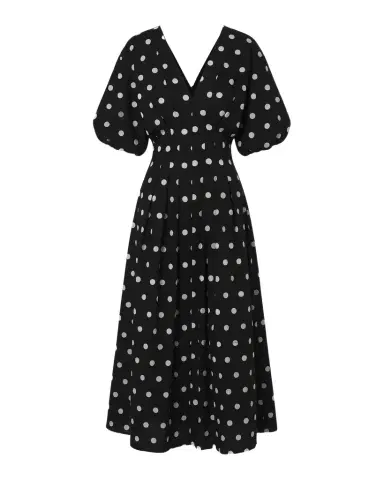 NICHOLAS Vicky Pleated Polka Dot Midi Dress | Thumbnail 1 NICHOLAS Vicky Pleated Polka Dot Midi Dress | Thumbnail 1