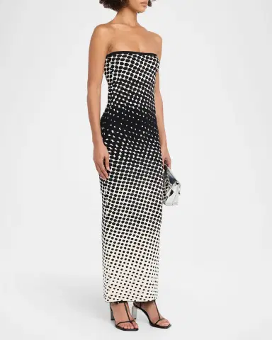 CHRISTOPHER JOHN ROGERS Halftone Wiggle Dot Knit Strapless Maxi Dress | Thumbnail 3 CHRISTOPHER JOHN ROGERS Halftone Wiggle Dot Knit Strapless Maxi Dress | Thumbnail 3