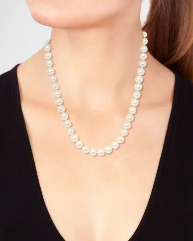 Neiman Marcus 18K Yellow Gold Freshwater Pearl Strand Necklace, 18"L | Thumbnail 2 Neiman Marcus 18K Yellow Gold Freshwater Pearl Strand Necklace, 18"L | Thumbnail 2